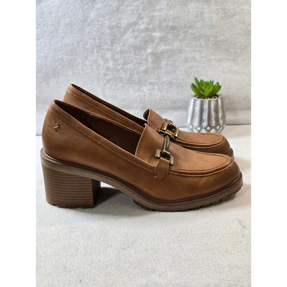 Zodiac Gemma Loafer‎ Block Heel Buckle Brown Leather Women's Size 10M